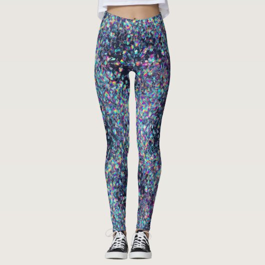 Holographic Glitter Pattern – Iridescent Rainbow  Leggings (Voorkant)