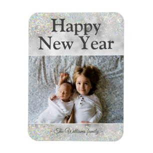 Holographic Glitter Sparking New Year   Vakantie Magneet