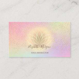Holographic Gold Lotus Confetti Yoga Instructor Visitekaartje