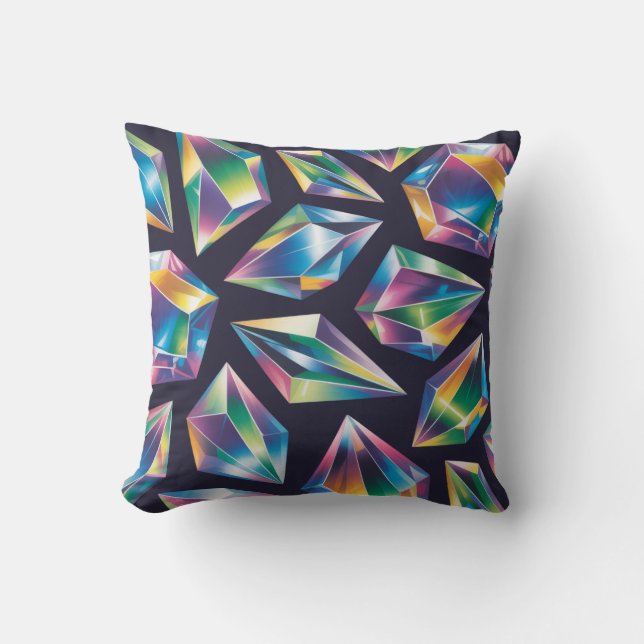 Holographic Iridescent Gemstones Seamless Pattern Kussen (Voorkant)