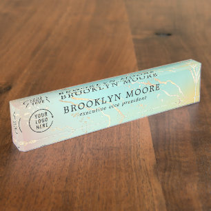 Holographic Iridescent Opal Custom Desk Name Bord Naambordje