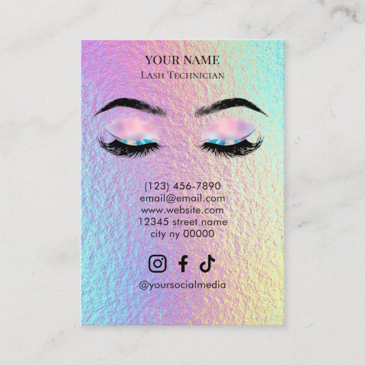 Holographic Lash Client Record Form Visitekaartje (Voorkant)