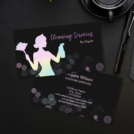 Holographic Maid Cleaning Services Sparking Chic Visitekaartje