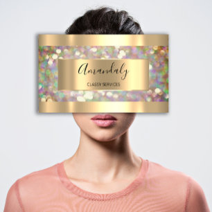 Holographic Makeup Artist Gold Lashes Extension Visitekaartje