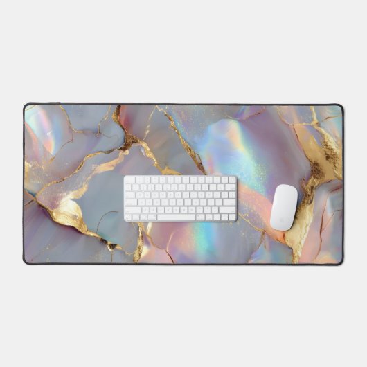 Holographic Marble Gold Abstract Art (Clavier et souris)