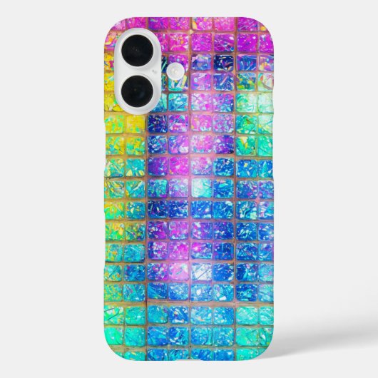 Holographic Mosaic Tile Rainbow Phone Case (Achterkant)