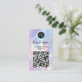 Holographic Opal QR Code Discount Thank You Visitekaartje (Staand voorkant)
