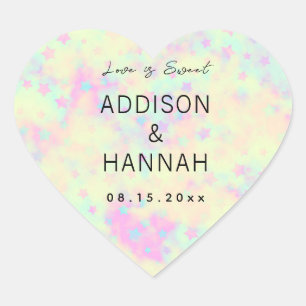 Holographic Pastel Wedding Hart Sticker