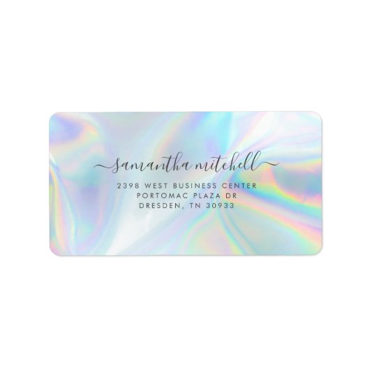 Holographic Personal Script Shipping Address Etiket (Voorkant)