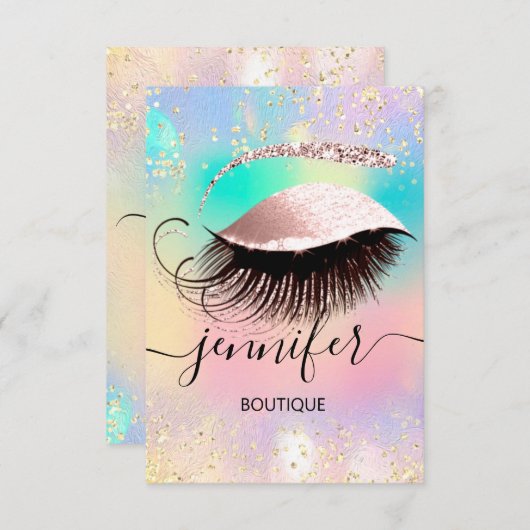 Holographic Professional Eyelash Confetti Makeup Kaart (Voorkant / Achterkant)