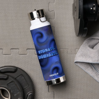 Holographic Retro Swirl Blue Neon Fitness 2026 Gym Waterfles