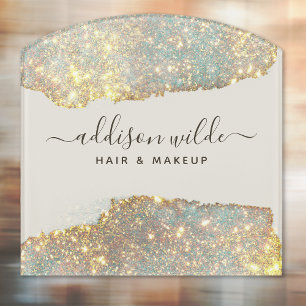 Holographic Signature Script Modern Glam Glitter Deurbordjes