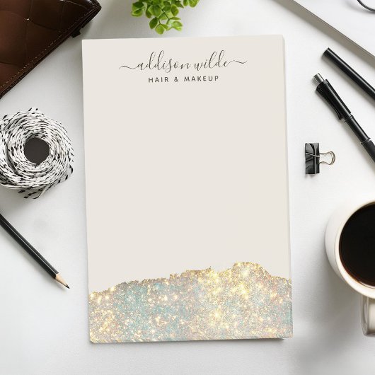 Holographic Signature Script Modern Glam Glitter Post-it® Notes