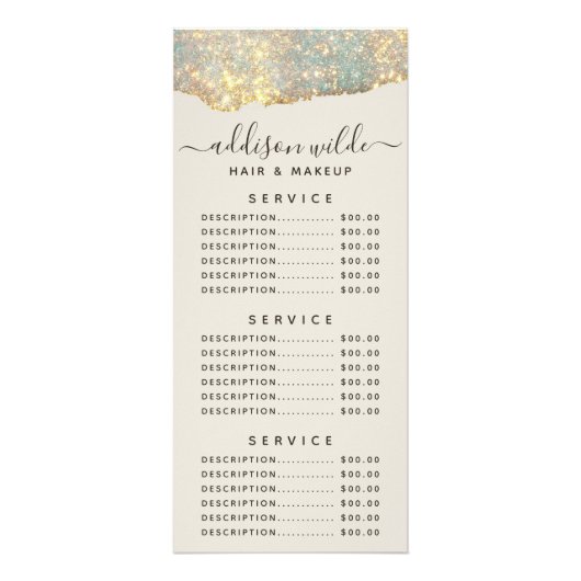 Holographic Signature Script Modern Glam Glitter Reclamekaart (Voorkant)