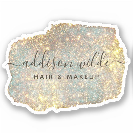 Holographic Signature Script Modern Glam Glitter Sticker (Voorkant)