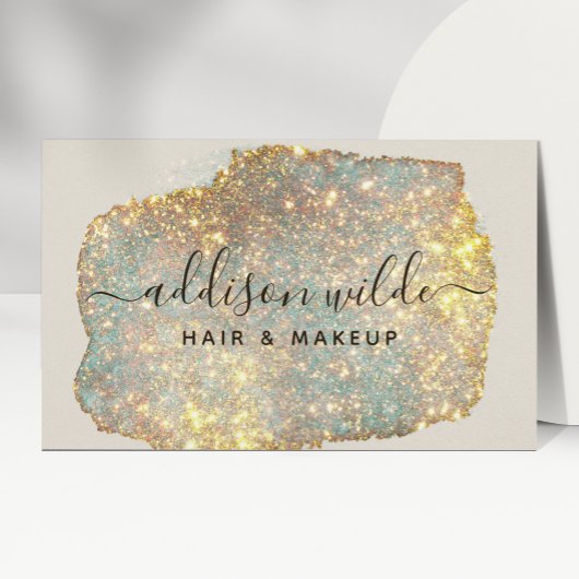 Holographic Signature Script Modern Glam Glitter Visitekaartje