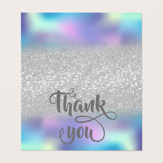 Holographic Silver Bokeh Hartelijk dank Visitekaartjes (Buitenkant ongevouwen)