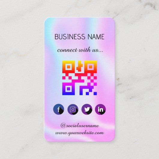 Holographic - Social Media QR Code Visitekaartje (Voorkant)