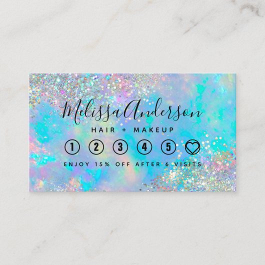 Holographic Sparkle Opal Iridescent Business Klantenkaartje (Voorkant)