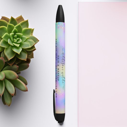 Holographic Sparkle Opal Iridescent Business Zwarte Inkt Pen