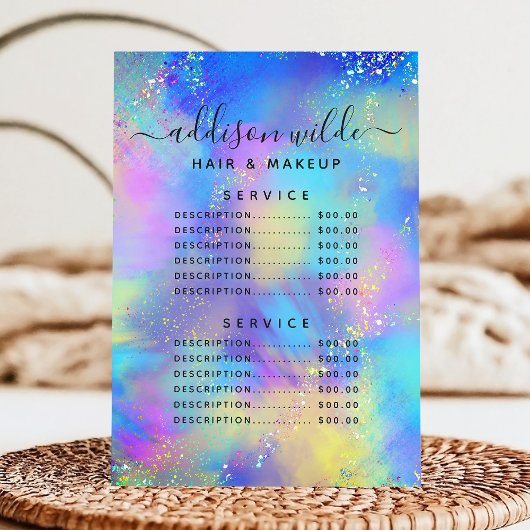 Holographic Sparkle Opal Iridescent Service Price Menu
