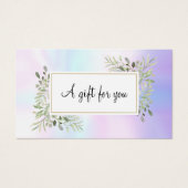 Holographic Spring Leaves Script Gift Certificate Visitekaartje (Voorkant)