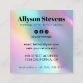Holographic Unicorn Bold QR Code Hair & Makeup Vierkante Visitekaartje (Achterkant)