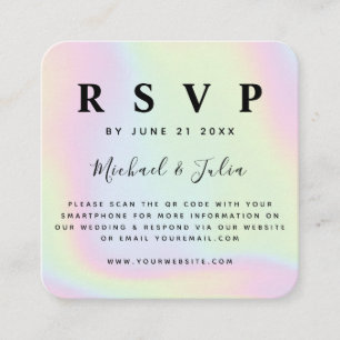 Holographic Unicorn Pastel QR Code Weddenschap RSV Informatiekaartje