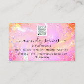 Holographic Unicorn QR Home Maid Cleaning Visitekaartje (Achterkant)