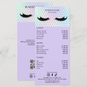 Holographic Wimpers Salon Prijslijst Menu