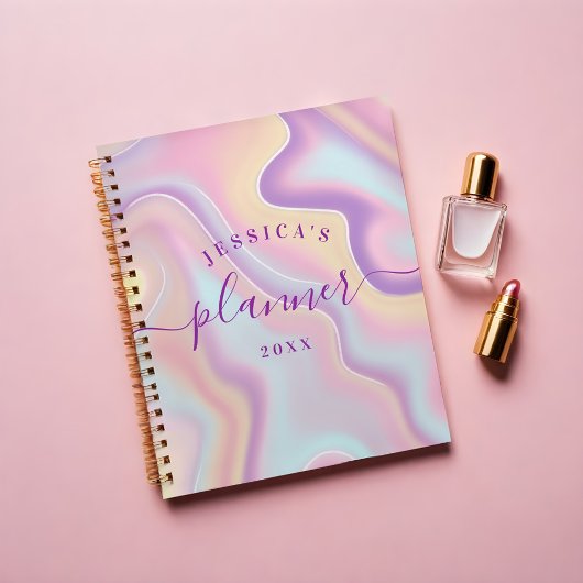 Holographie Abstraite fille rose jaune Iridescente