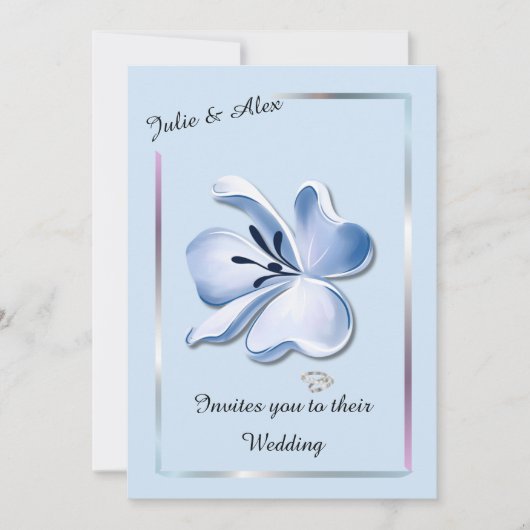 Holographie bleu brillant Invitations de mariage (Devant)