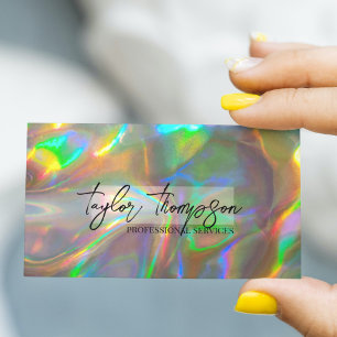 Holographie Or   Cartes de visite de glam modernes