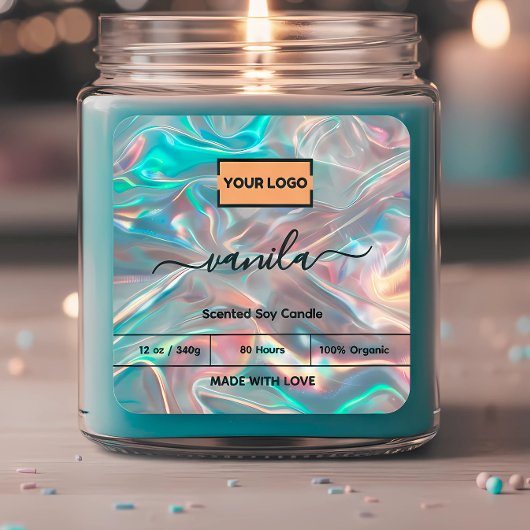 Holographique Ajouter votre logo Étiquette de boug