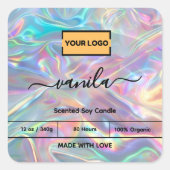 Holographique Ajouter votre logo Étiquette de boug (Devant)