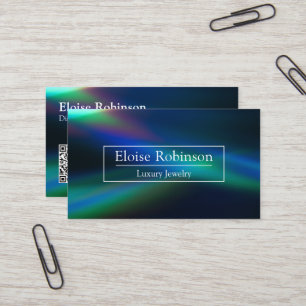 Holographique Bleu Noir Élégant Carte de visite