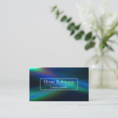 Holographique Bleu Noir Élégant Carte de visite (Debout devant)