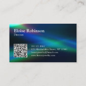 Holographique Bleu Noir Élégant Carte de visite (Dos)