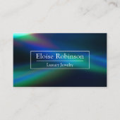 Holographique Bleu Noir Élégant Carte de visite (Devant)