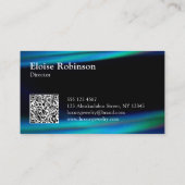 Holographique Bleu Noir Élégant Carte de visite (Dos)