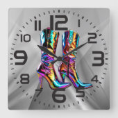 Holographique Bottes de Cowboy Acrylique Horloge m (Recto)