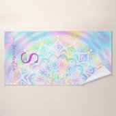 Holographique monogramme Pastel Neon Arc-en-ciel (Serviette de bain)