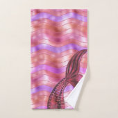 Holographique Rose Gold Mermaid Tail Waves Beach (Serviette à main)
