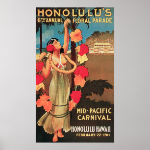 Hololulu, Hawaii 6th Annual Floral Parade 1911 Poster