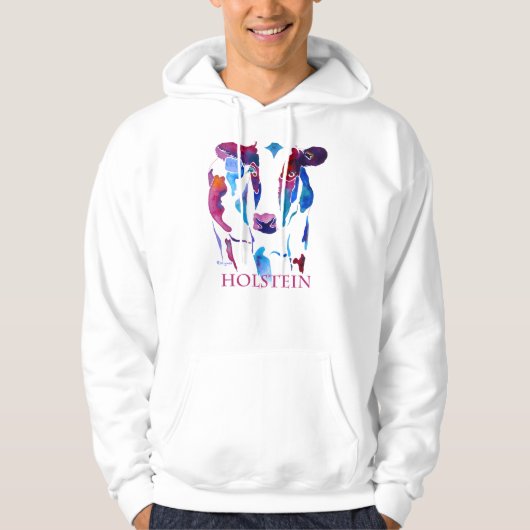 Holstein Cow in Paars en Blues Hoodie (Voorkant)