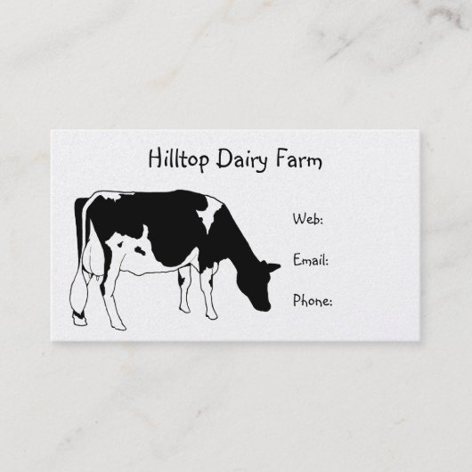 Holstein Cow Line Drawing: Melk, Boerderij Visitekaartje (Voorkant)