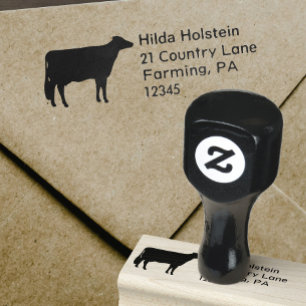 Holstein Cow Silhouette Custom Return-adres Rubberstempel