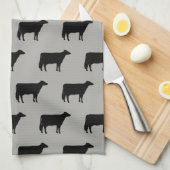 Holstein Cow Silhouettes Pattern Black and Grey Theedoek (Quarter Fold)
