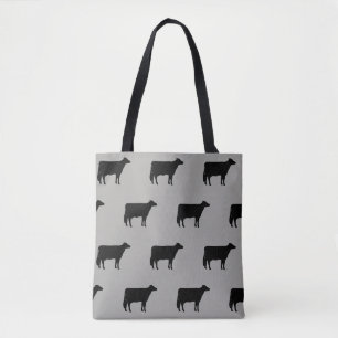 Holstein Cow Silhouettes Pattern Grey and Black Draagtas