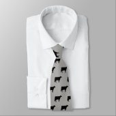 Holstein Cow Silhouettes Pattern Grey and Black Stropdas (Gebonden)